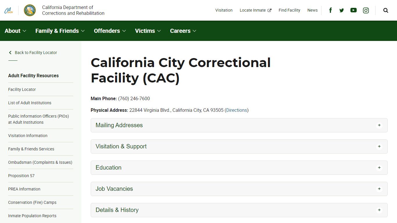 California City Correctional Facility (CAC) - California Department of ...