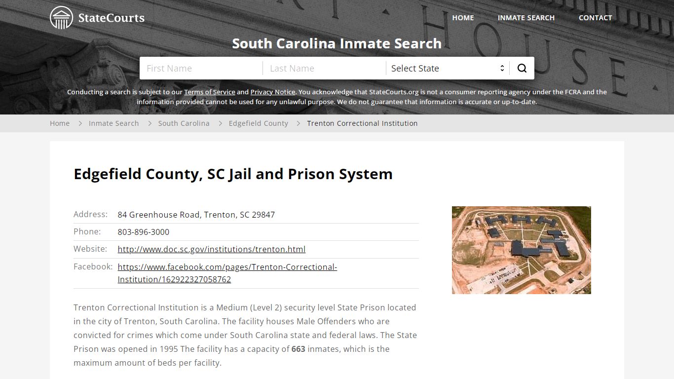 Trenton Correctional Institution Inmate Records Search, South Carolina ...